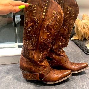 Lane brown studded cowboy boot